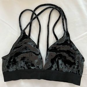 PINK Victoria Secret Black Velvet Bralette Size M